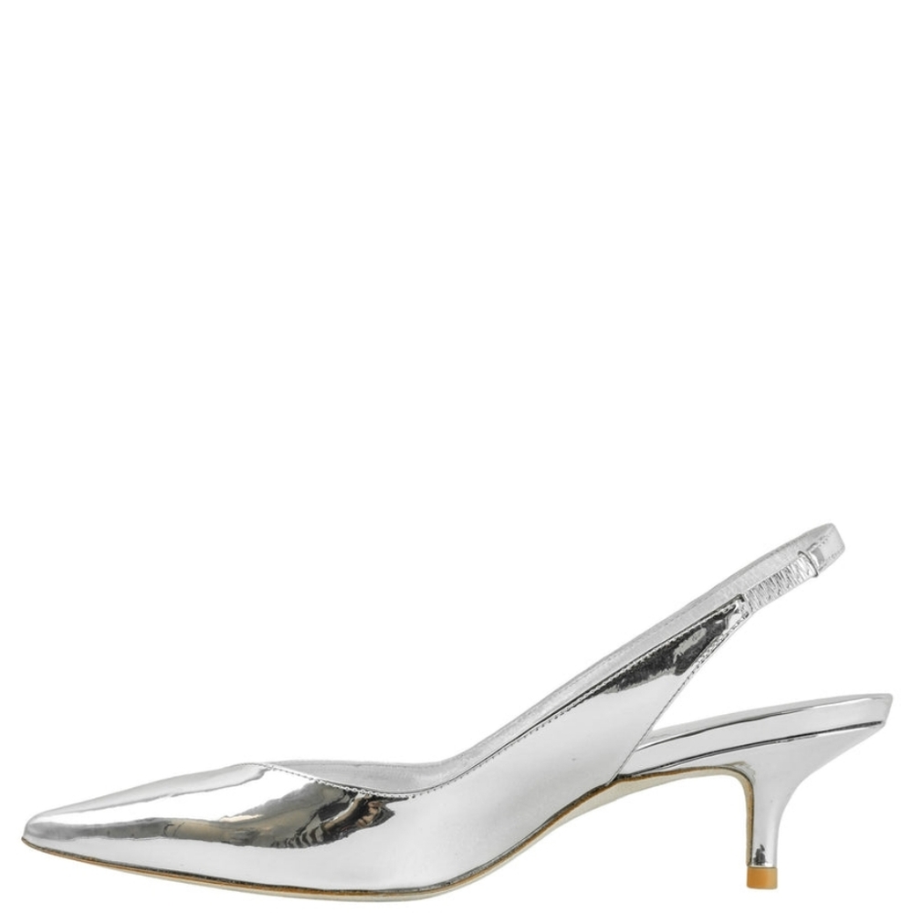 Sz 7.5 Nib Stuart Weitzman Eva 50 Silver Women's Slingback Heels - Picture 3 of 11